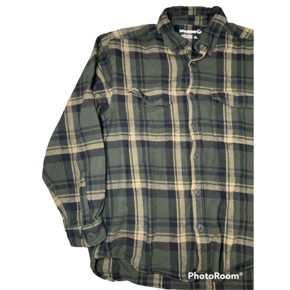 Mens Wolverine Flannel Button Up Shirt, Size Xl Green Plaid - Picture 3 of 4